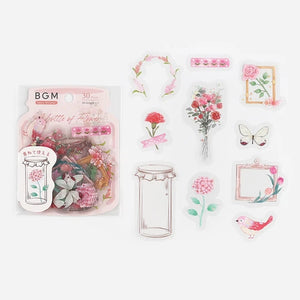 BGM Flake Stickers- Flower blooms in a bottle *Peach