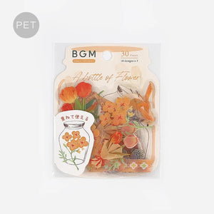 BGM Flake Stickers- Flower blooms in a bottle *Orange