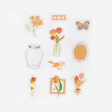 Load image into Gallery viewer, BGM Flake Stickers- Flower blooms in a bottle *Orange
