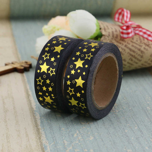 Gold Star on Black Washi Tape