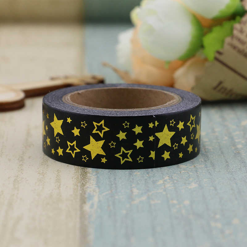 Gold Star on Black Washi Tape