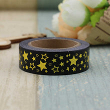 Load image into Gallery viewer, Gold Star on Black Washi Tape
