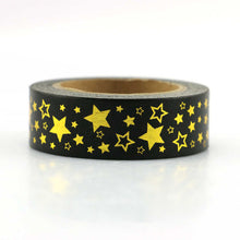 Load image into Gallery viewer, Gold Star on Black Washi Tape
