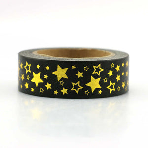 Gold Star on Black Washi Tape