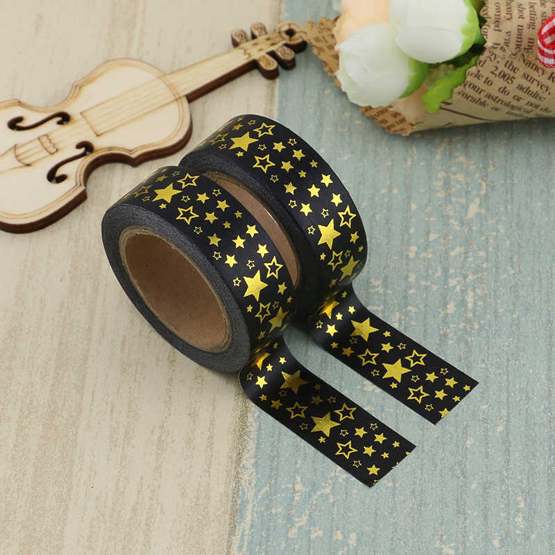 Gold Star on Black Washi Tape
