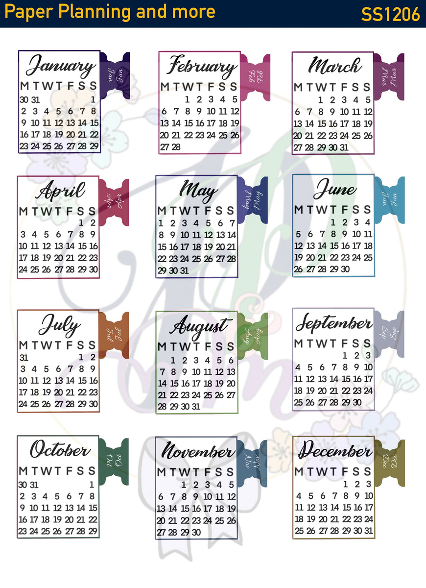 Calendars with Custom Coloured Tabs Sticker Sheet- A5 size – Paper ...