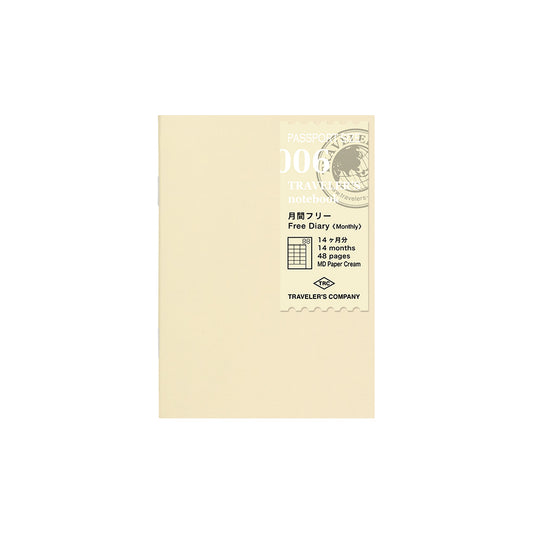 TRAVELER'S notebook Refill (Passport size) Free diary (Monthly) 006