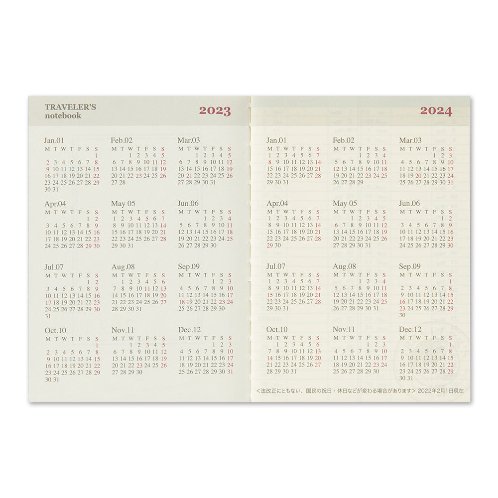 TRAVELER'S notebook Passport Size Refill 2023 Weekly