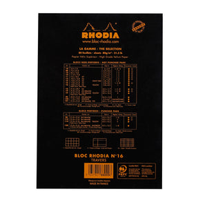 Rhodia Basics Black Stapled Line + Margin Ruled Notepad - No. 16