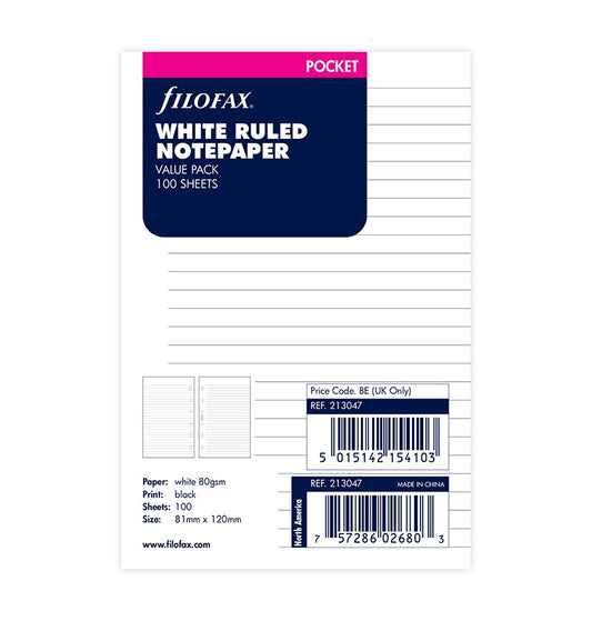 White Ruled Notepaper Value Pack Pocket