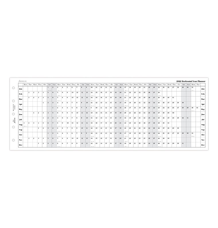 Horizontal Year Planner Mini 2022
