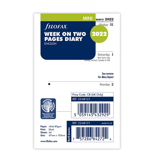 Week On Two Pages Diary Mini 2022