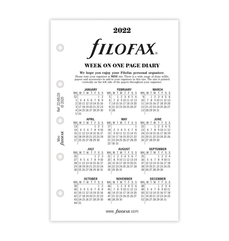 Week On One Page Diary Mini 2022