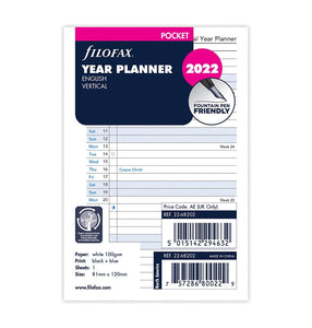 Vertical Year Planner Pocket 2022