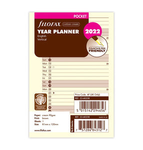 Vertical Year Planner Pocket 2022 Cotton Cream