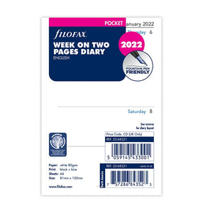 Week On Two Pages Diary Pocket 2022