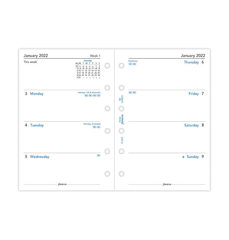 Week On Two Pages Diary Pocket 2022