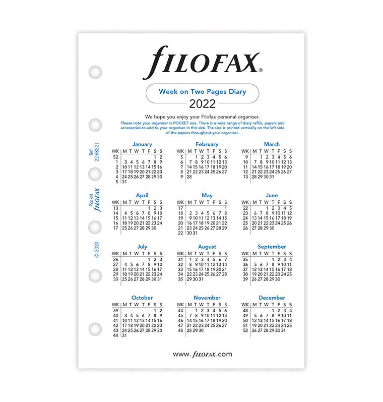 Week On Two Pages Diary Pocket 2022