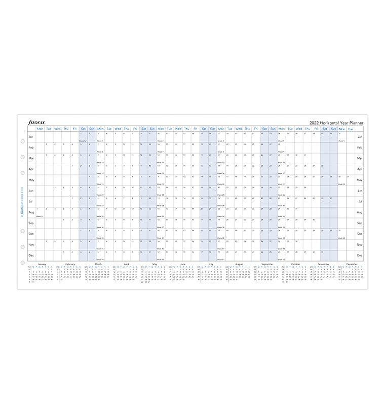 Horizontal Year Planner A5 2022
