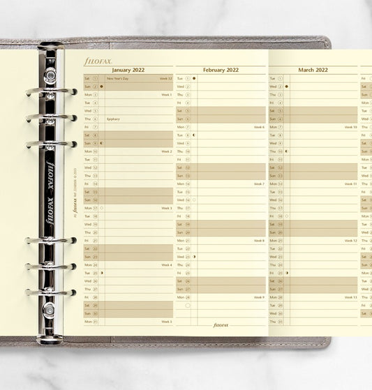 Vertical Year Planner A5 2022 Cotton Cream