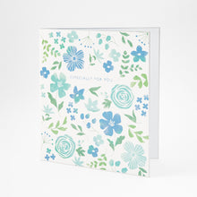 Load image into Gallery viewer, Folding Message Cardboard with Translucent Sticker Flowers Blue
