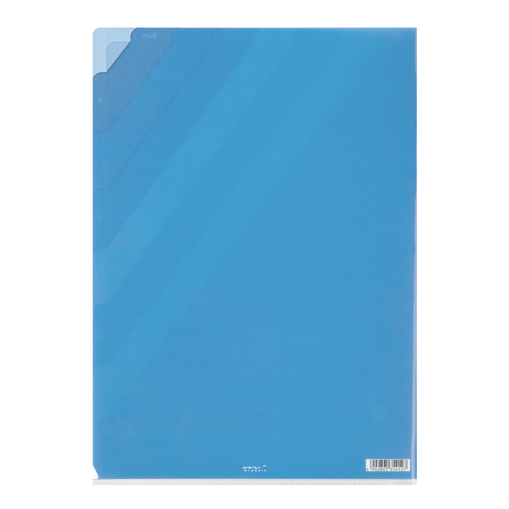 7 Pockets Clear Folder <A4> Stripes Blue