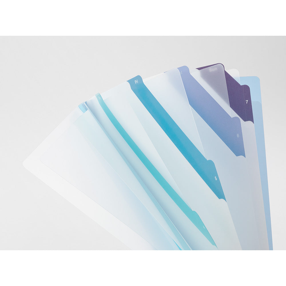 7 Pockets Clear Folder <A4> Stripes Blue