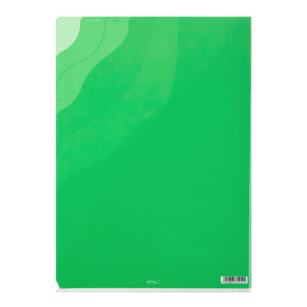 7 Pockets Clear Folder <A4> Gradation Green