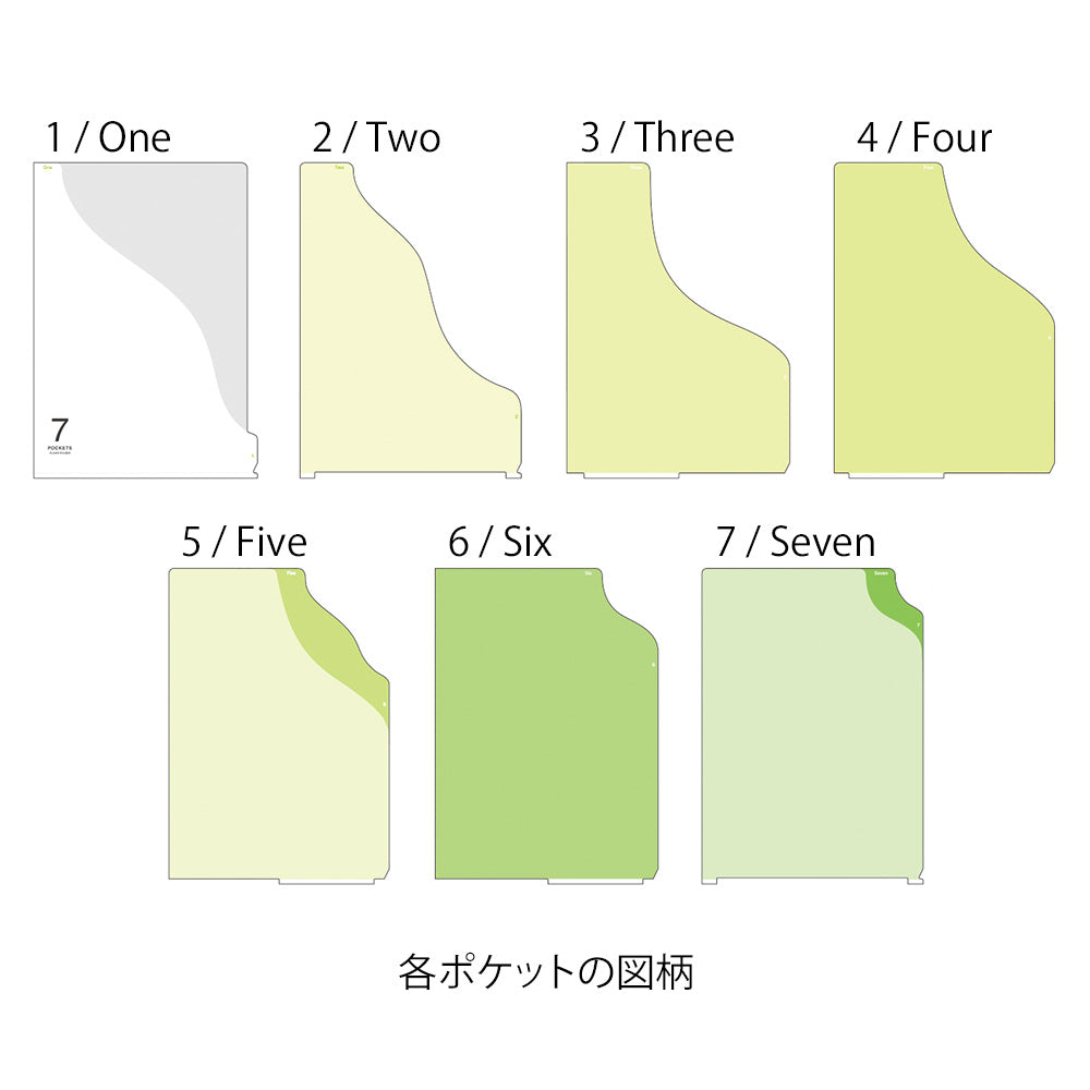 7 Pockets Clear Folder <A4> Gradation Green