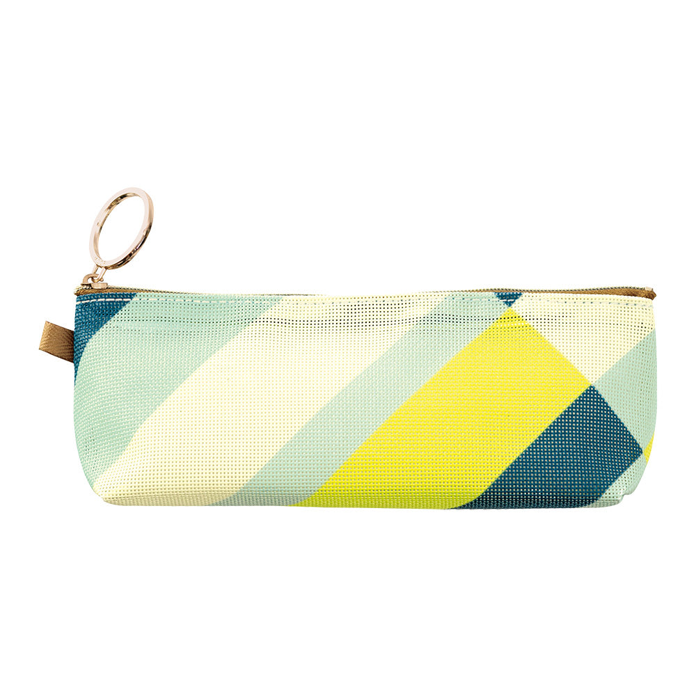 Mesh Graphics Pen case Stripe Yellow green