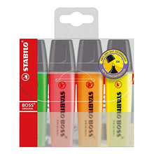 Load image into Gallery viewer, STABILO BOSS ORIGINAL - Highlighter Pen - Wallet of 4 (Assorted Neon Colours)
