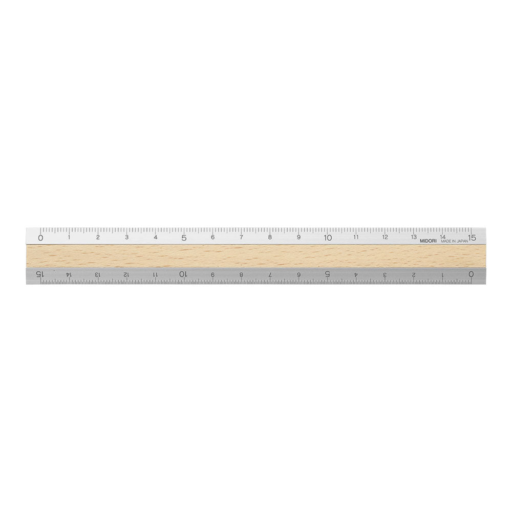 Aluminium Wooden Ruler (15cm) Light Brown