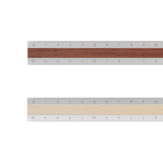 Aluminium Wooden Ruler (15cm) Light Brown