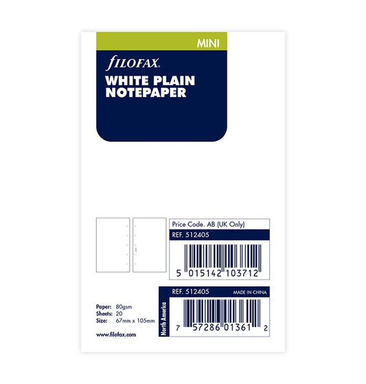 White Plain Notepaper Mini Refill