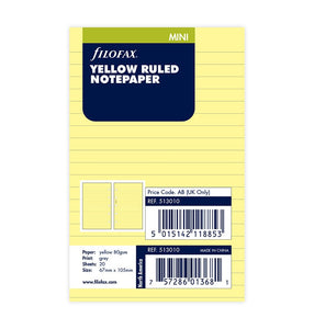 Yellow Ruled Notepaper Mini Refill