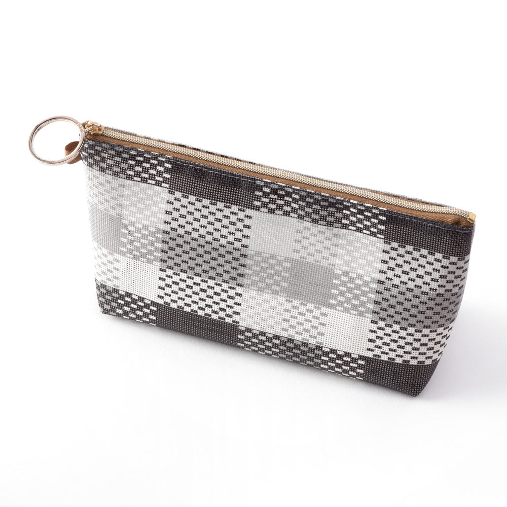 Mesh Graphics Gusset pouch Check Black