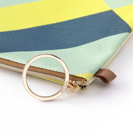 Mesh Graphics Pouch A5 Stripe Yellow green