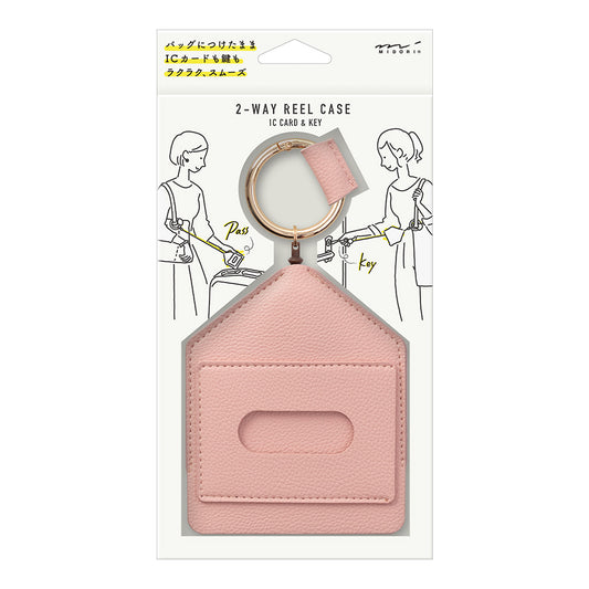2-way Reel Case IC card & Key Pink