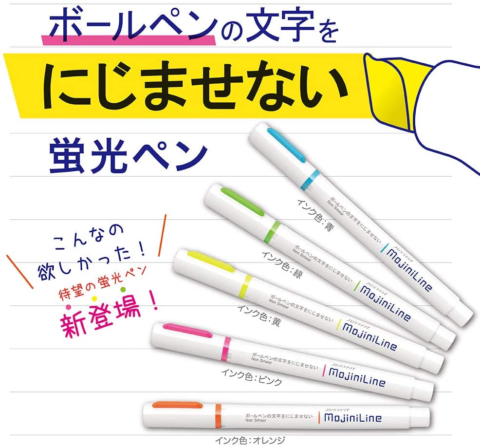 Zebra Justfit Mojini Line Highlighter - 5 Color Set