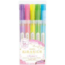 Load image into Gallery viewer, Zebra Kirarich Glitter Highlighter - 5 Color Set
