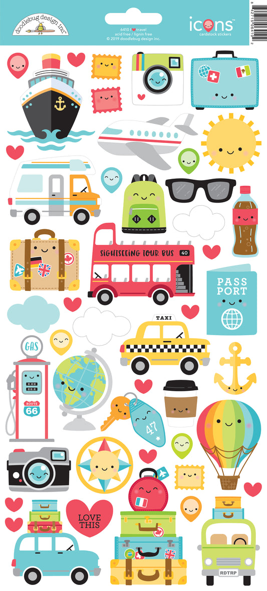 I ❤ Travel Icons Sticker