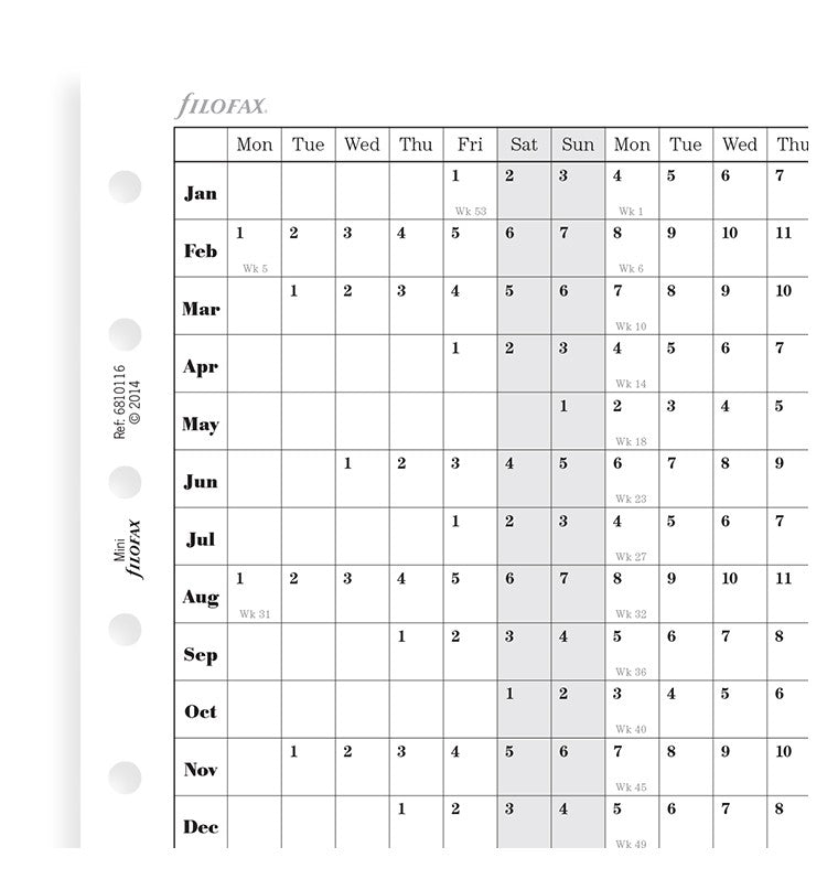 Horizontal Year Planner Mini 2022
