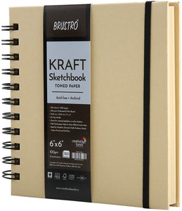 Brustro Toned Paper - Kraft Sketchbook (6"x6" size)