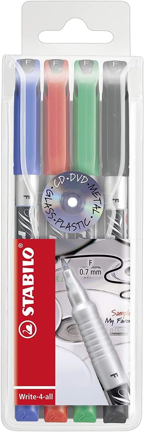 Permanent Marker - STABILO Write-4-all Wallet of 4 Fine Assorted Colours