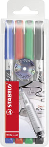 Permanent Marker - STABILO Write-4-all Wallet of 4 Fine Assorted Colours