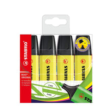 Load image into Gallery viewer, STABILO BOSS Original - Highlighter Pen - Wallet of 4 (Fluorescent Yellow)
