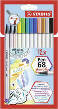 Load image into Gallery viewer, STABILO Pen 68 brush - Premium Fibre-Tip Pen - Wallet of 12 Assorted Colours
