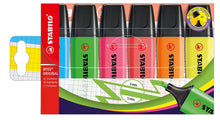 Load image into Gallery viewer, STABILO BOSS ORIGINAL - Highlighter Pen - Wallet of 6 (Assorted Neon Colours)
