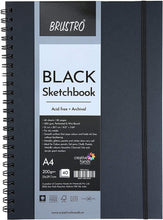 Load image into Gallery viewer, Brustro Black Sketchbook (A4 size)
