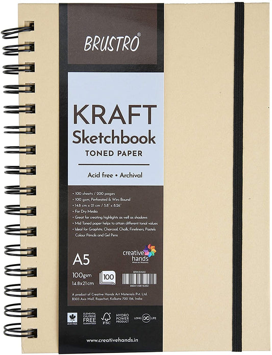 Brustro Toned Paper - Kraft Sketchbook (A5 size)